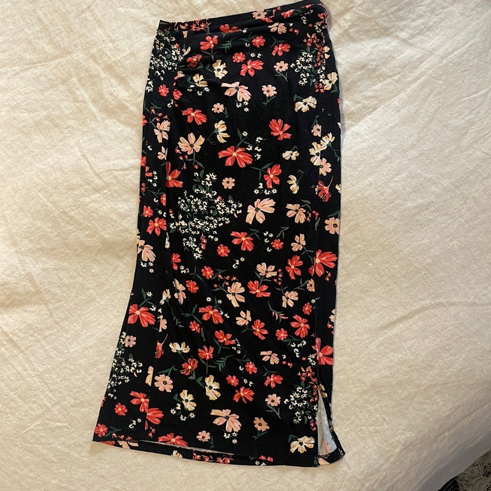 hm floral maternity midi skirt xs